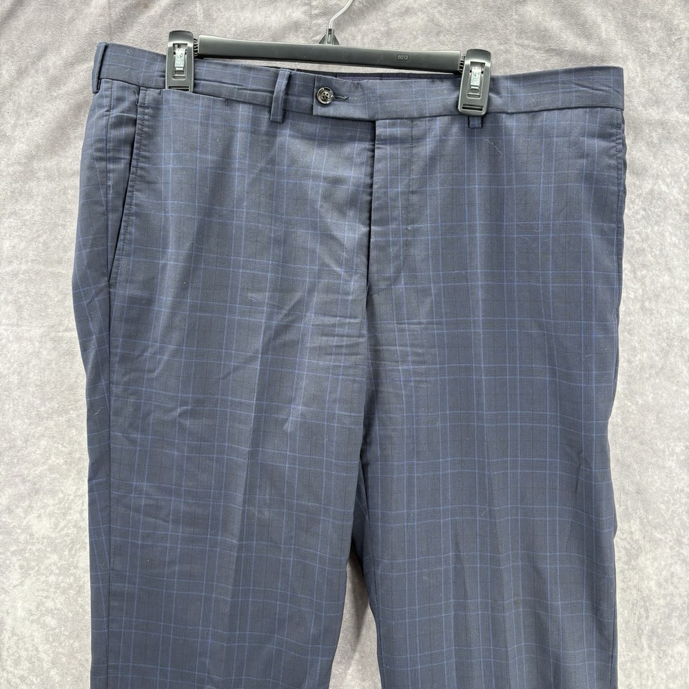 Ted Baker Pants Mens 37 R Navy‎ Plaid Wool Dress Slacks